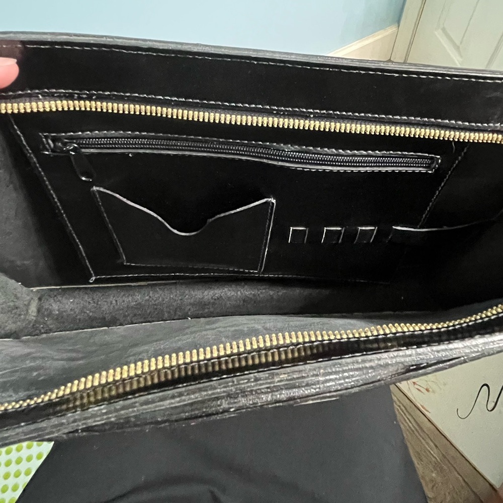 Vintage Handmade Black Patent Genuine Leather Portfolio Satchel/Briefcase - Picture 9 of 12